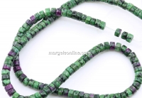 Ruby beads in zoisite, heishi disc, 4.5mm