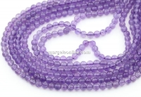 Amethyst beads, round, 4mm