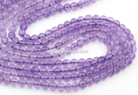 Amethyst beads, round, 4mm