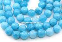 Angelite quartz beads, intense, round, turquoise, 12mm