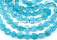 Angelite quartz beads, intense, faceted disc, turquoise, 10mm
