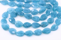 Angelite quartz beads, faceted drop, blue, 16mm