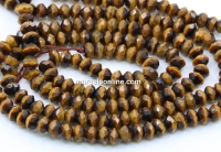 Brown tiger eye beads, faceted rondelle, 6mm