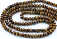 Brown tiger eye beads, faceted rondelle, 6mm