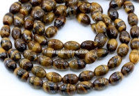 Brown tiger eye beads, oval barrel, 10mm