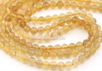 Yellow quartz beads, round, 6.5mm