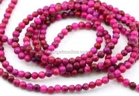 Pink cyclamen agate beads, round, 4mm