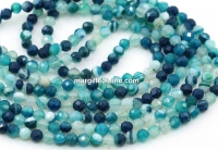 Lace agate beads, faceted round, green, 4mm