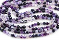 Beads Lace Agate, round faceted, purple, 4mm