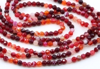 Lace Agate beads, round faceted, red, 4mm