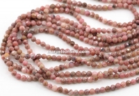 Rhodonite beads, round faceted, 2.7mm