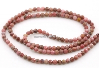 Rhodonite beads, round faceted, 2.7mm
