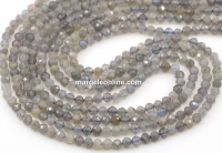 Labradorite beads, round faceted, 3.3mm