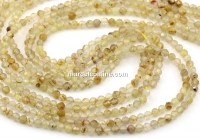 Rutilated Quartz beads, round faceted, 3mm