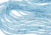 Aquamarine beads, round faceted, 2.4mm