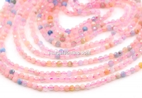 Pink Morganite beads, round faceted, 3.3mm
