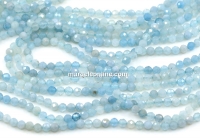 Aquamarine beads, round faceted, 3mm