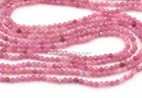 Pink Tourmaline beads, round faceted, 2.6mm