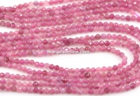 Pink Tourmaline beads, round faceted, 3mm