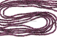 Agate beads, faceted round, purple-garnet, 2mm