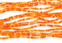 Agate beads, faceted round, orange, 2.3mm