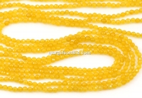 Agate beads, faceted round, yellow, 2.5mm