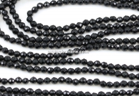 Onyx beads, faceted round, 2.3mm