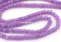 Agate beads, faceted roundels, purple-lilac, 4.5mm