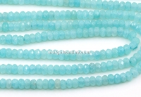 Agate beads, faceted roundels, aquamarine, 4.5mm
