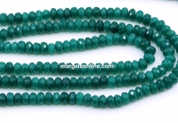 Agate beads, faceted roundels, deep green, 4.5mm