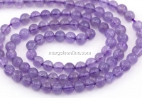 Amethyst beads, round, 4mm