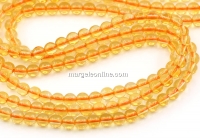 Citrine Beads, round, 4mm