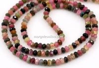 Multicolor Tourmaline Beads, faceted rondelle, 3.3mm