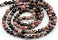 Rhodonite Beads, round, 3.3mm
