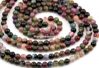 Multicolor Tourmaline Beads, round, 4mm