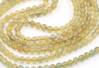 Greenish yellow Quartz beads, round, 4.5mm