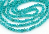 Agate beads, round faceted, aquamarine, 4mm