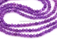 Margele Agate, rotund fatetat, fucsia, 4mm