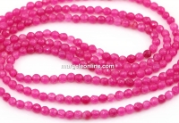 Agate beads, round faceted, cyclamen, 3.3mm