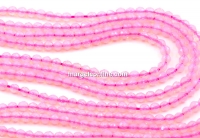 Rose quartz beads, round faceted, 3mm