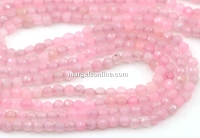 Rose quartz beads, round faceted, 3.3mm