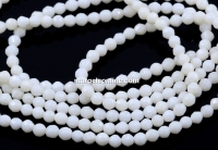 Agate beads, round faceted, ivory, 3.3mm