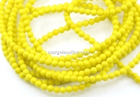 Margele Agate, rotund, galben lemon, 3mm