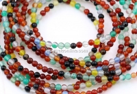 Margele Agate, rotund, multicolor, 3mm