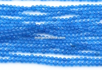 Agate beads, round, navy blue, 2.6mm