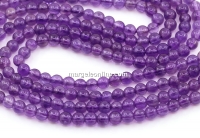 Amethyst beads, round, 4mm