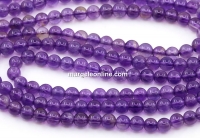 Amethyst beads, round, 4.5mm