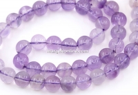 Amethyst light beads, round, 8mm