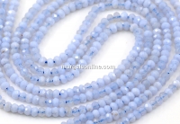 Blue chalcedony beads, faceted rondelle, 3.3mm