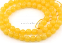 Margele Jad, rotund, galben, 6.5mm